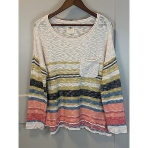 Rip Curl Swell Crew Striped Cotton Slub Sweatshirt Size XL Surfer Skater Beach